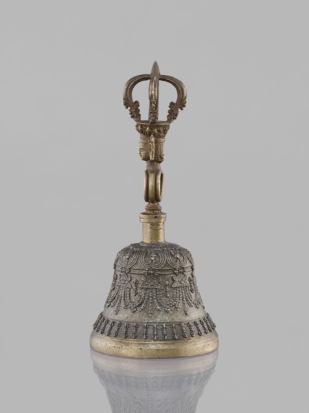 Bell ghanta, purchased; art of Tibetan Buddhism; used in religious rites; ritual object bell/vajra;
