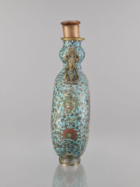 Vase - moon bottle pilgrim with a sleeve, cloisonné enamel, Qing 1644–1911, 19th century, China,