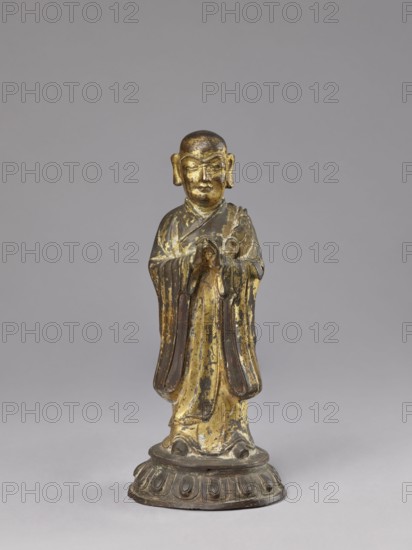 Monk on a Lotus Throne, lotus throne iconography, figurine, men, Chinese art, Chinese culture, Qing