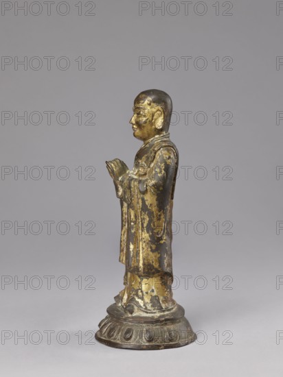 Monk on a Lotus Throne, lotus throne iconography, figurine, men, Chinese art, Chinese culture, Qing