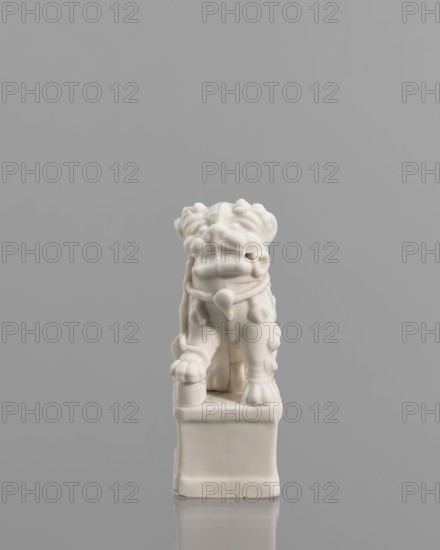 Incense burner in the shape of a fo lion with a ball; maker, ; iconography: lion fo; ceramics;