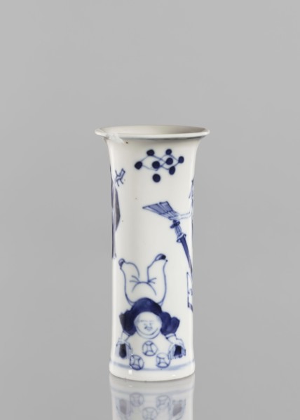 Flute-type vase, figurative scenes, ceramics, blue-and-white porcelain, Chinese, musicians, stars;
