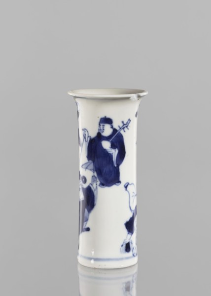 Flute-type vase, gift, figurative scenes, ceramics, Chinese art, blue and white porcelain, Chinese,