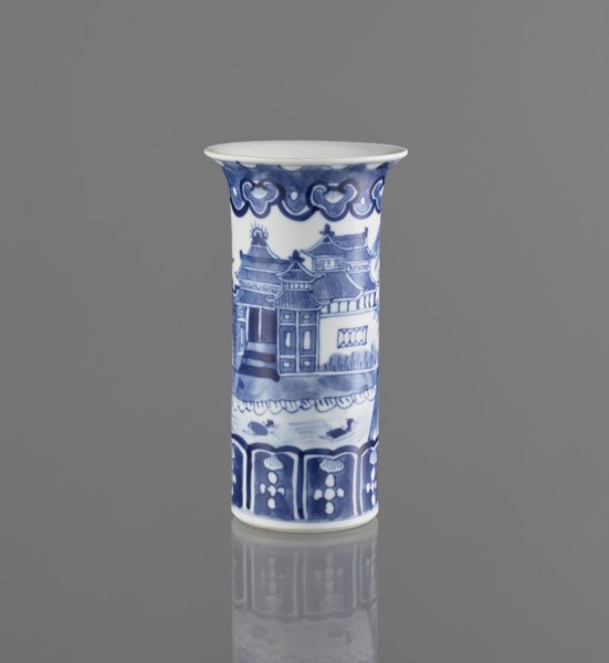 Flute-type vase, ceramics, blue-and-white porcelain, Chinese art, landscape motifs, Chinese,