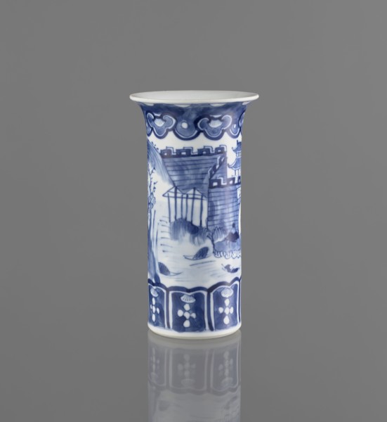 Flute-type vase, ceramics, blue-and-white porcelain, Chinese art, landscape motifs, Chinese,