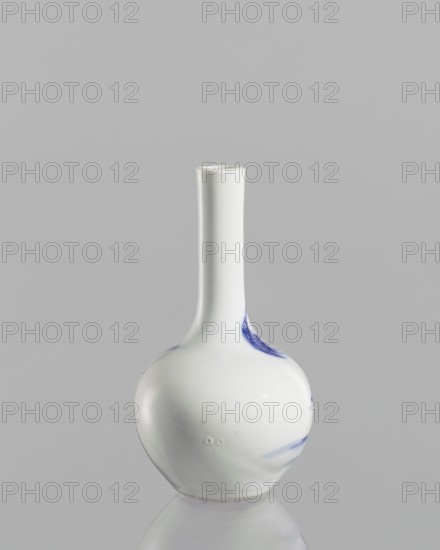 Vase—bottle, ; blue-and-white porcelain with figural scenes and landscape motifs; Chinese; Kangxi