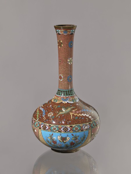 Vase, Japanese, Meiji 1868–1912, ca. 1880 Meiji 13; cloisonné enamel vessel decorated with plants,