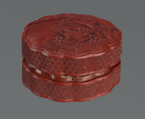 Box with a lid, Chinese, Qing 1644–1911, 2nd half of the 18th century. Lacquered vessel decorated