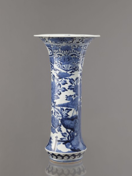 Vase, Japanese, Edo period Genroku–Kyoho, ca. 1690–1730, Arita; blue-and-white porcelain vessel,