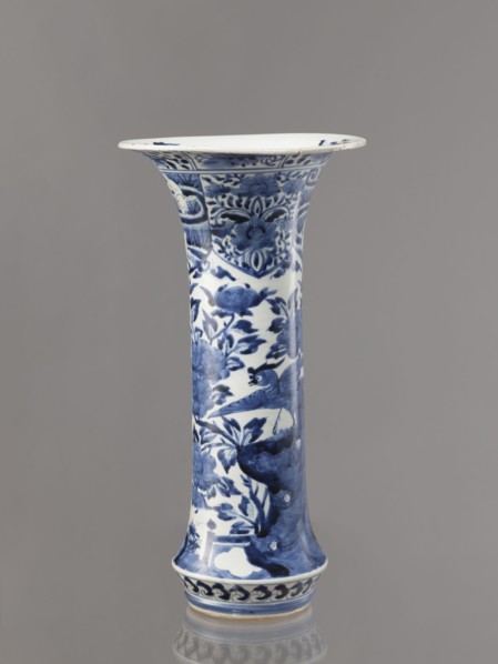 Vase, Japanese, Edo period Genroku–Kyoho, ca. 1690–1730, Arita; blue-and-white porcelain vessel,