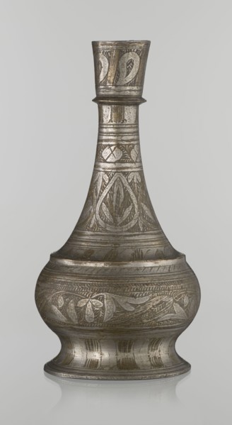 Bottle, Islamic art, Arabic, geometric ornament and plant motifs. Neck slender toward the top