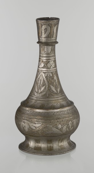 Bottle, Islamic art, Arabic culture, geometric ornament, plant motifs; neck slender toward the top
