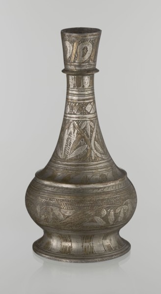 Bottle, gift, Islamic art, Arabic culture, geometric ornament, plant motifs, neck slender towards