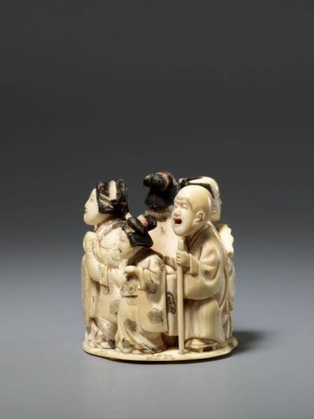 Okimono in the shape of a group of six singing people; unknown creator; Japanese, Meiji late 19th