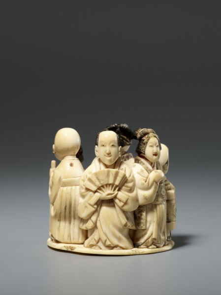 Okimono in the shape of a group of six singing people; material: sculpture; style/culture: