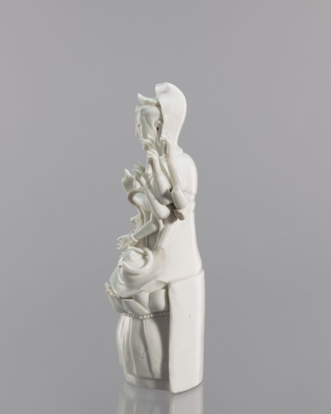 Guanyin on a lotus throne, Blanc de Chine porcelain, 18th century, China, Fujian; Chinese Buddhist