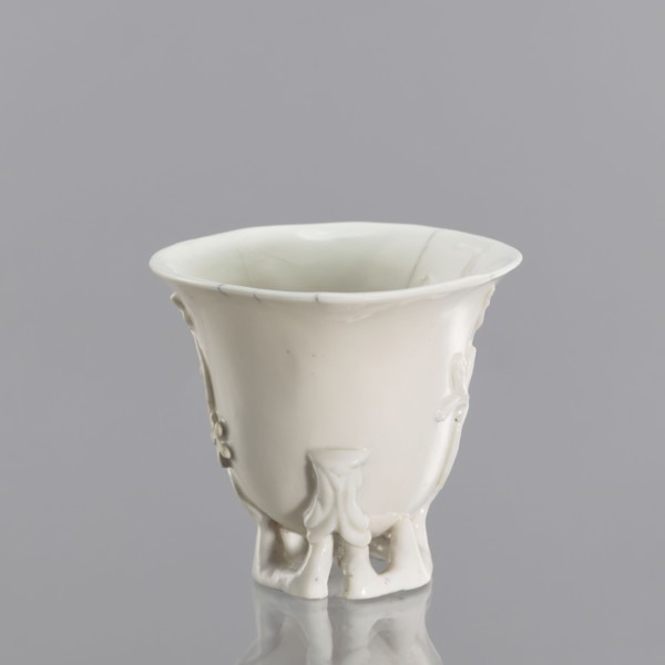 Bowl shaped to resemble one carved in rhinoceros horn; maker, Qing dynasty 1644–1911, 19th century;