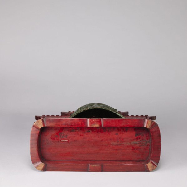 Bell on a stand in the shape of a paifang gate. Chinese art; Chinese culture; Qing dynasty
