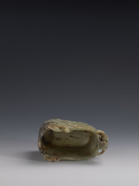 Vessel., Chinese, Qing 1644–1911. Early 18th century. Gray-green jade, hollowed. Tall vessel on