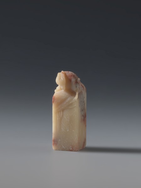 Seal stamp by, late 19th century Qing dynasty 1644–1911, China; carved seal stamp depicting hares;