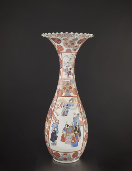 Vase, creator unknown, decorated with dragons, figurative scenes, geometric decorations, peonies,