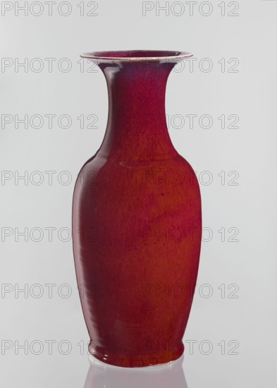 Vase, Chinese, Qing dynasty 1644–1911, 19th century. Large oval ceramic vase with a long wide neck