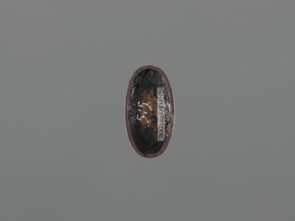 Sword hilt cap kashira, ; subject: deer and Fukurokuju deity; Japanese, Edo period 18th century,