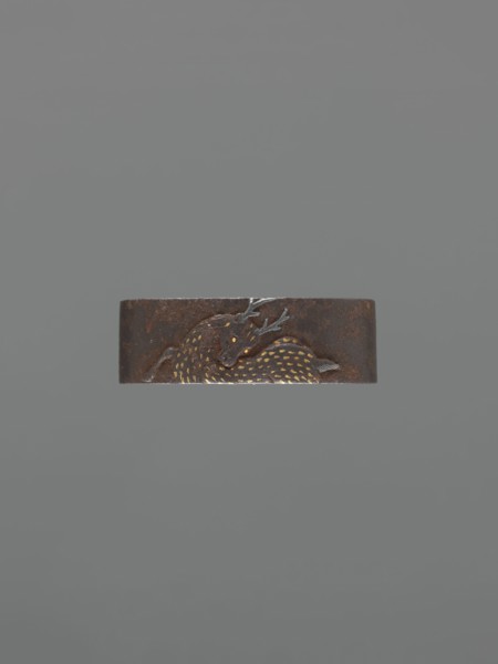 Metal collar ending a sword hilt fuchi, maker, decorated with a deer; Japanese, Edo period 18th