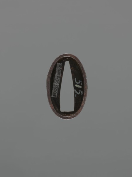 Metal collar ending a sword hilt fuchi, decorated with a deer; Edo period 18th century, Japan,