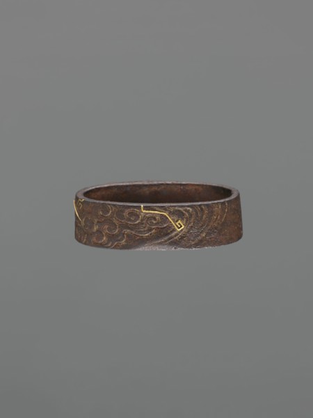 Metal collar ending a sword hilt fuchi, Oni demons motif, Japanese, Edo period 1603–1868, 18th