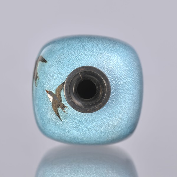 Vase, Tomiki Shôbei fl. ca. 19th/20th century, cloisonné enamel, chidori plovers, reeds and waves