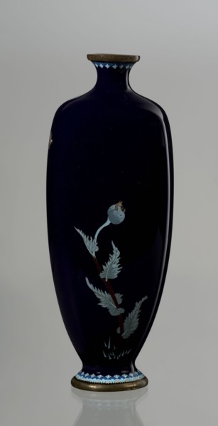 Vase, poppies; cloisonné enamel; Meiji period ca. 1900, 1868–1912; Japanese, Nagoya. Angular vase