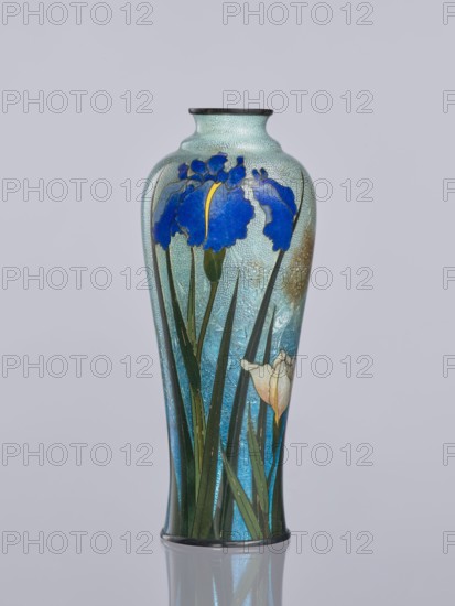 Vase by Miwa Tomisaburô fl. ca. late 19th–early 20th century. Cloisonné enamel elongated vase,