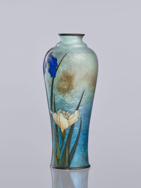 Vase by Miwa, Tomisaburô fl. ca late 19th–early 20th century. Cloisonné enamel elongated vase,