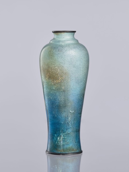 Vase by Miwa Tomisaburô fl. ca. late 19th–early 20th century. Cloisonné enamel elongated vase,