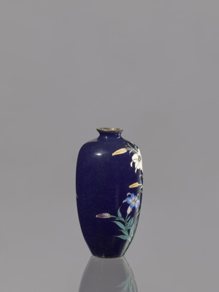Vase, gift, repossession Krakow, lilies, Japanese art, Japanese, Meiji 1868–1912, cloisonné enamel,