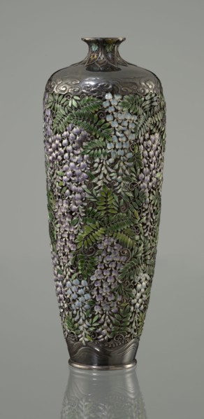 Vase, Hiratsuka, Mohei 1836-? creator, gift, Japanese art, Meiji 1868-1912. A slender ovoid,