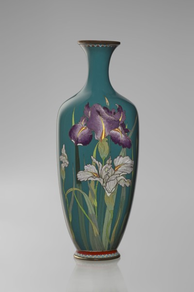 Vase, Ovoid vase one of a pair, slender, on a low ring-shaped foot and a narrow neck, flaring at