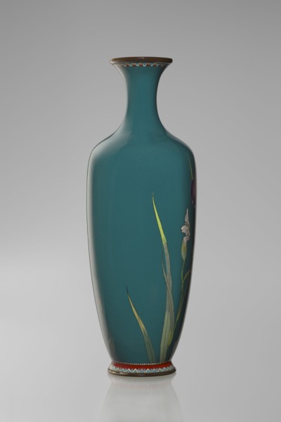 Vase, gift, repossession Krakow, irises, Meiji 1868–1912, Japanese, cloisonné enamel, ovoid vase
