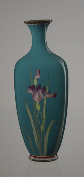Vase, gift, repossession Krakow, irises, flowers iconography, Meiji 1868–1912, Japanese art,