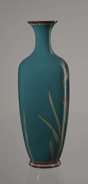 Vase, ovoid vase one of a pair, slender, on a low ring-shaped foot with a narrow neck flaring at