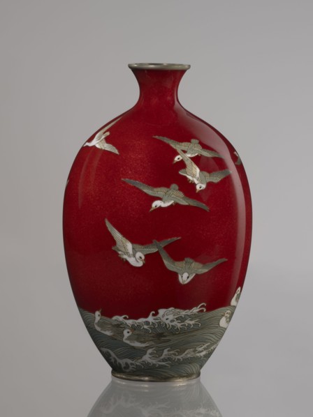 Vase by Hayakawa Komejirô fl. ca. 1880–1912. Small ovoid, bulging bottle on a very low round foot