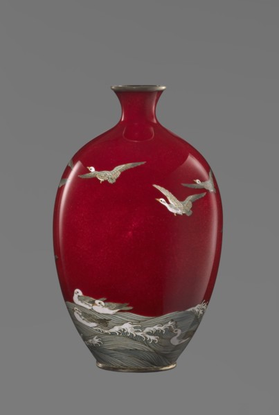 Vase, Hayakawa, Komejirô fl. ca. 1880–1912? craftsman. A small ovoid, bulging bottle on a very low