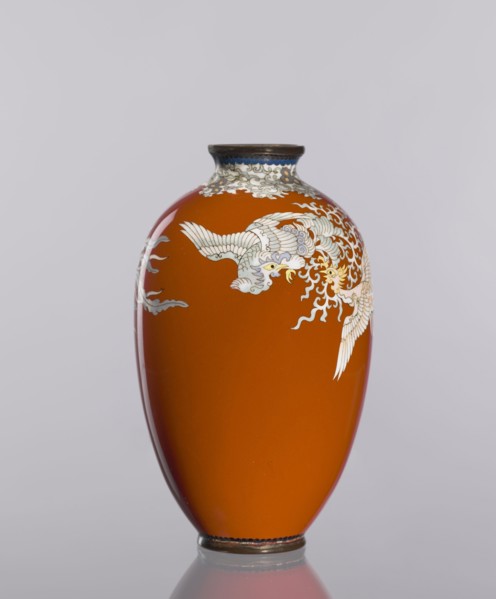 Vase, cloisonné enamel, ca. 1910–1920 Meiji/Taisho periods, Japan. Cylindrical vessel, height 12.8
