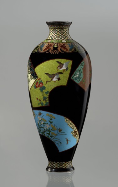 Vase by Namikawa Yasuyuki 1845–1927, cloisonné enamel, ca. 1890–1905 Meiji period. Small, slender