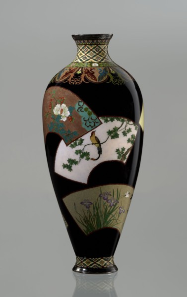 Vase by Namikawa Yasuyuki 1845–1927, ca. 1890–1905 Meiji period. A small, slender cloisonné enamel
