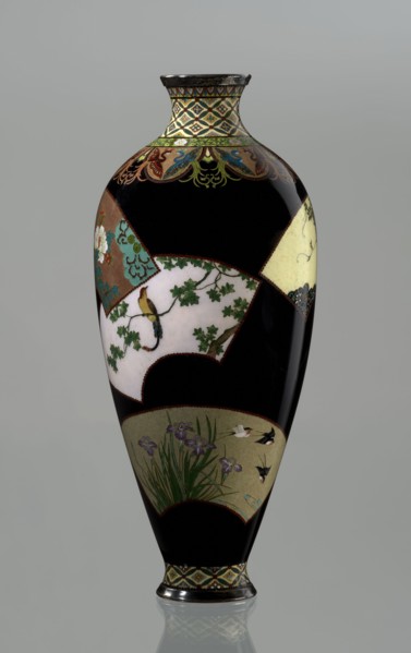Vase by Namikawa Yasuyuki 1845–1927, ca. 1890–1905 Meiji period. Small, slender cloisonné enamel