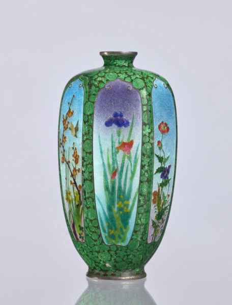 Vase, gift, repossession Krakow — elongated hexagonal cloisonné enamel vase with a narrow spout.