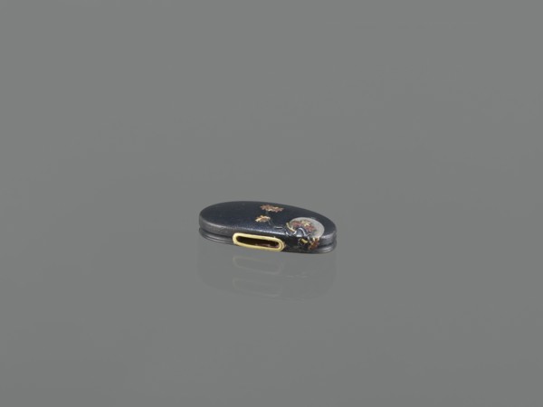 Sword hilt cap kashira, Kita, Takenori, / personal slogans / metalwork, Mito,  school, moon