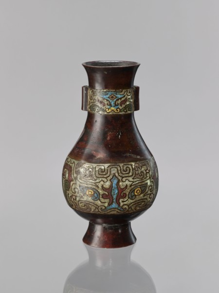 Vase, Chinese, taotie iconography, Qing dynasty 1644–1911, 19th century, ceremonial/ritual vessel,
